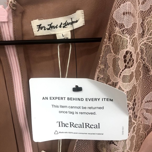 FOR LOVE & LEMONS Dress Bumble Pink Nude Ruffle Lace Mini Dress Size Large NEW - Picture 5 of 13